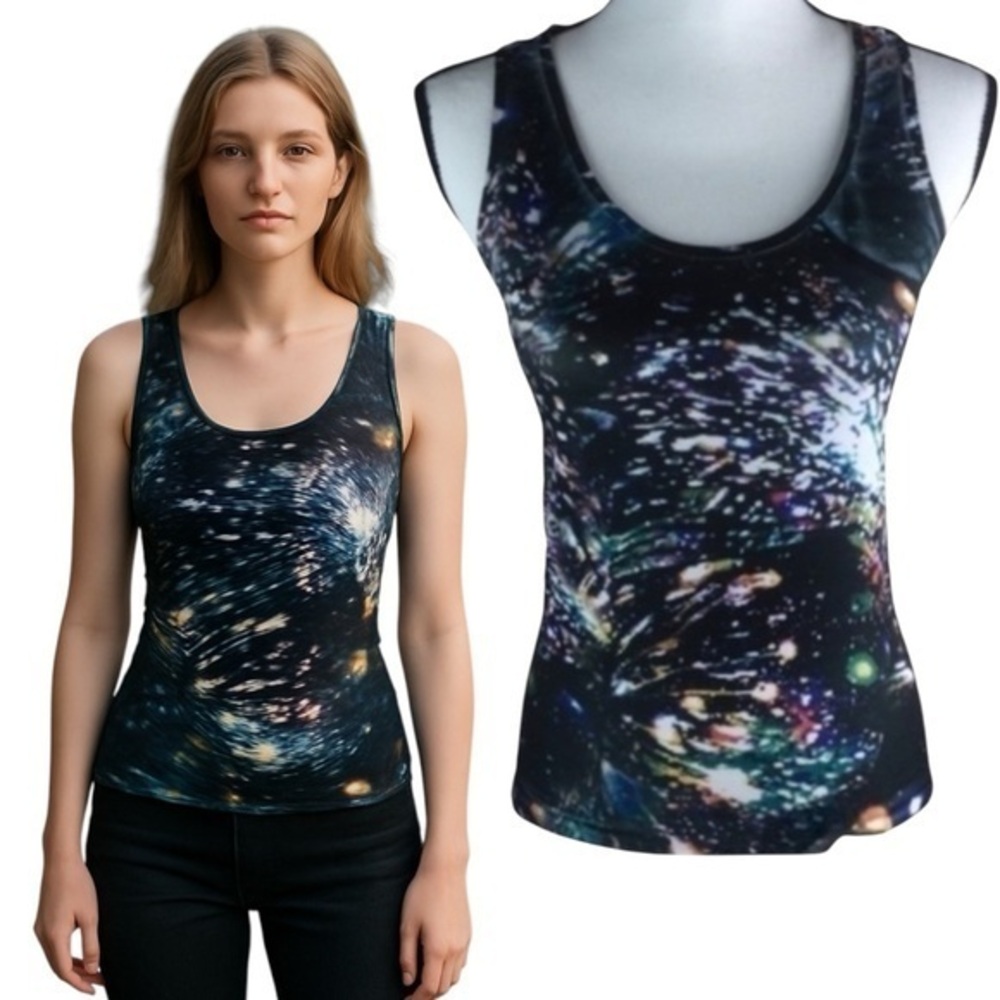 Connection 18 Tank Top Seamless Stretch Sublimated Fireworks Sparks Print‎ Top